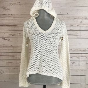 Athleta mesh hoodie pullover v neck sweater Sz M